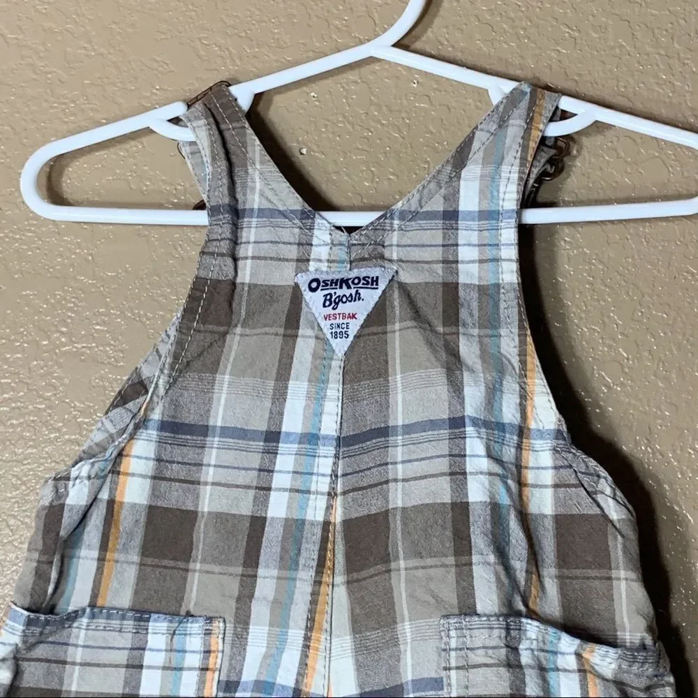 Oshkosh B’Gosh baby boy plaid overalls‎